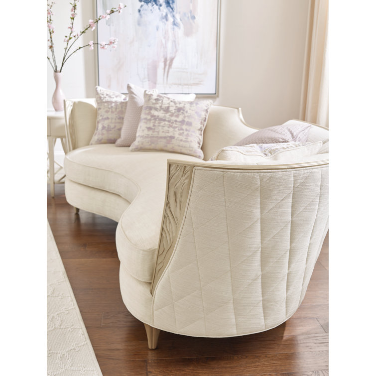 Adela 105'' Cream Velvet Upholstered Sofa with Flared Arms