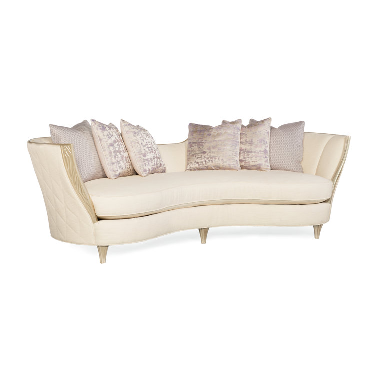 Adela 105'' Cream Velvet Upholstered Sofa with Flared Arms