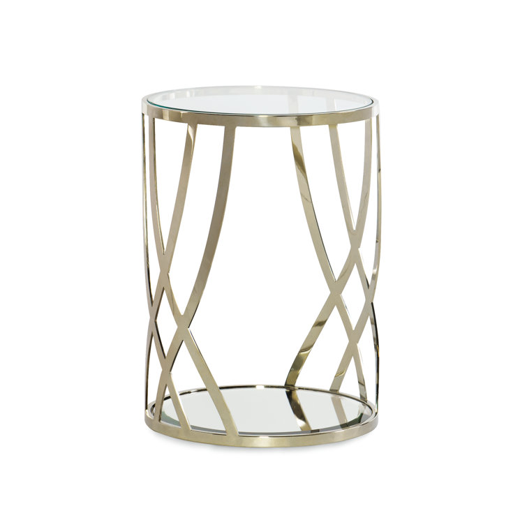 Adela Round Gold Metal Glass Top End Table