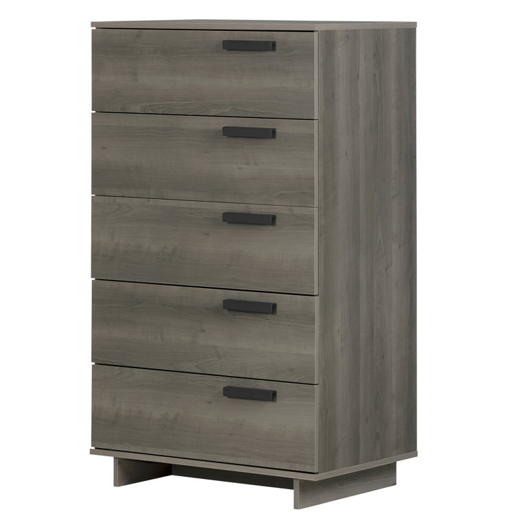 Gray Maple Vertical 5-Drawer Dresser with Soft Close