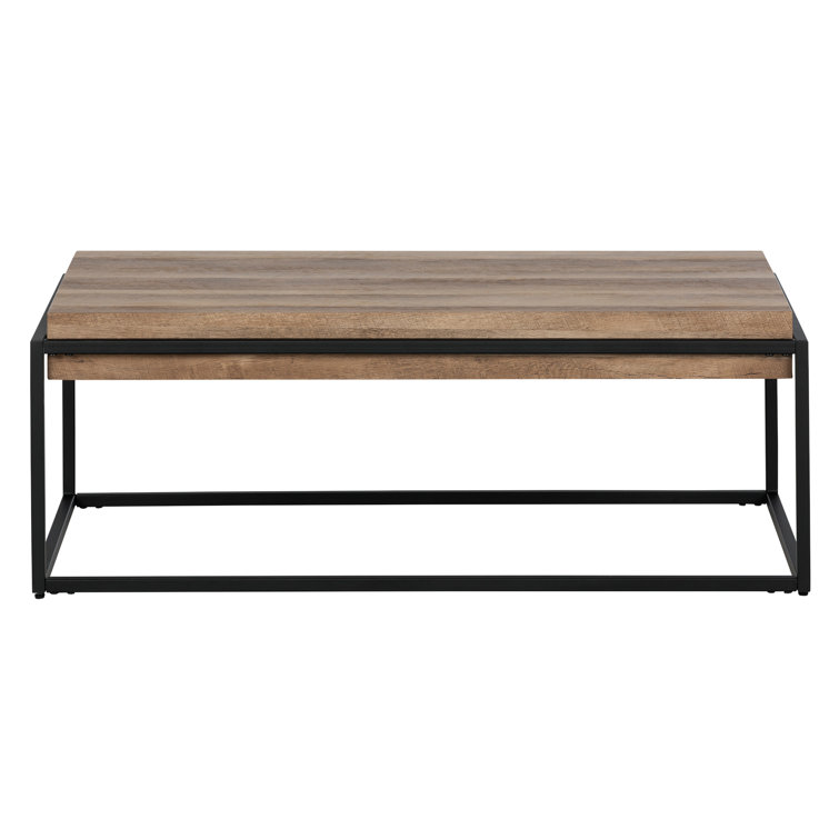 Mezzy Industrial Rectangular Coffee Table in Concrete Gray and Black