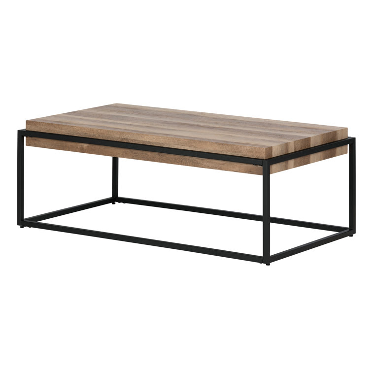 Mezzy Industrial Rectangular Coffee Table in Concrete Gray and Black