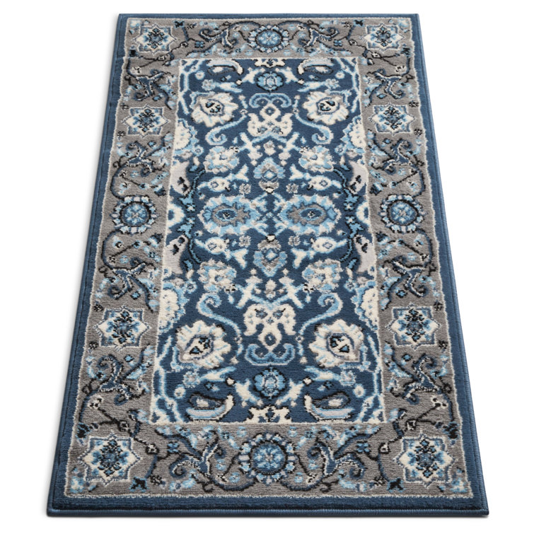 Reversible Traditional Persian Blue Rectangular Accent Rug