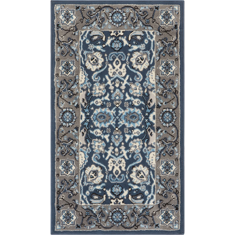 Reversible Traditional Persian Blue Rectangular Accent Rug