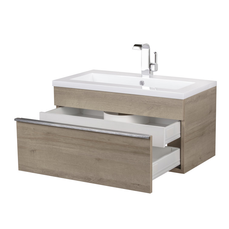 Arlie 30'' Brown Wall-Mount Single Sink Vanity
