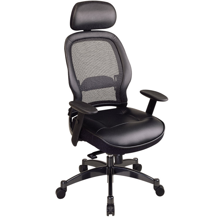 Elegance Black Leather & Metal High-Back Swivel Executive Chair