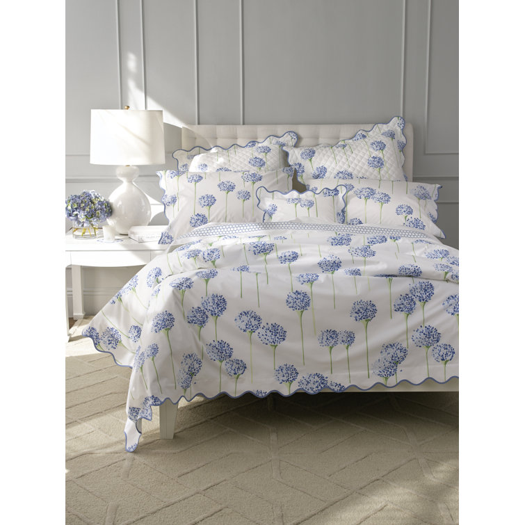 King Size Azure Cotton Floral Quilt