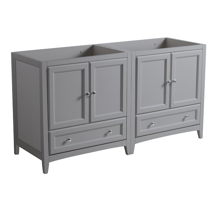 Gray 59" Double Freestanding Engineered Wood Vanity Base