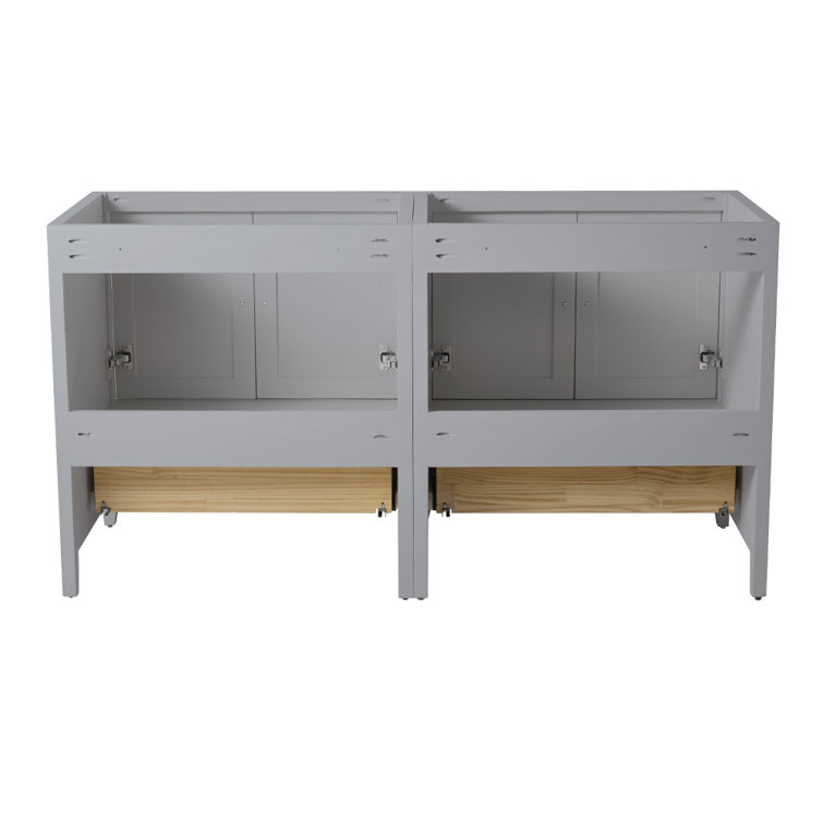 Gray 59" Double Freestanding Engineered Wood Vanity Base