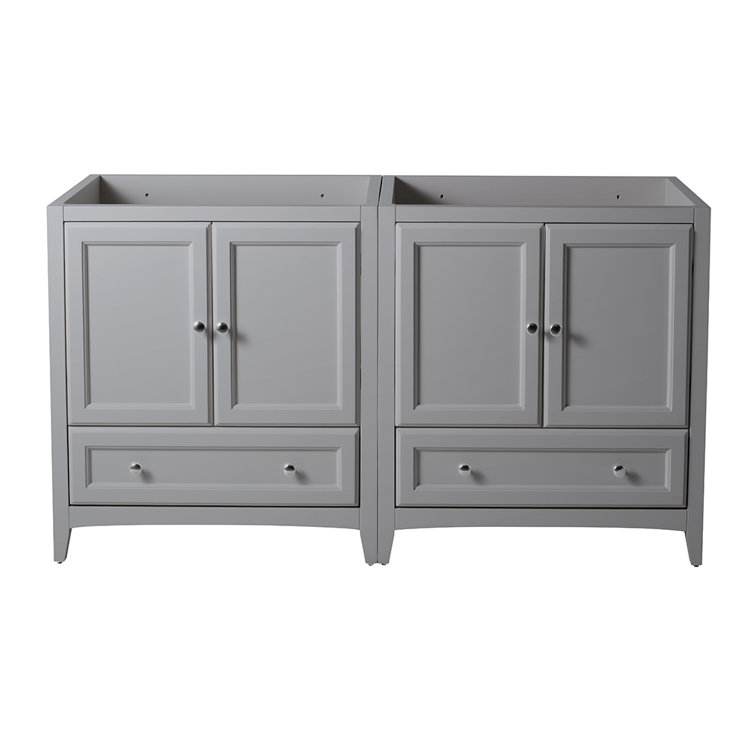 Gray 59" Double Freestanding Engineered Wood Vanity Base