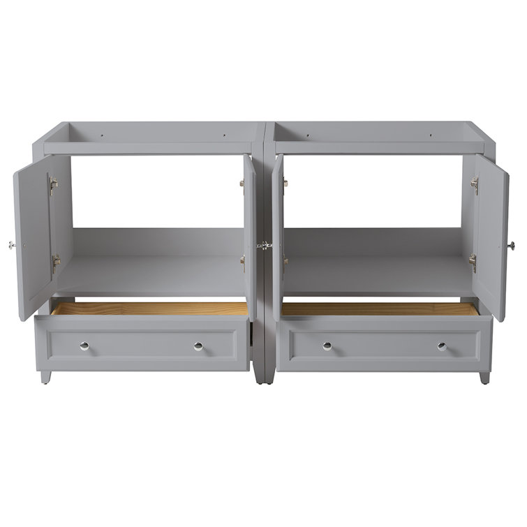Gray 59" Double Freestanding Engineered Wood Vanity Base