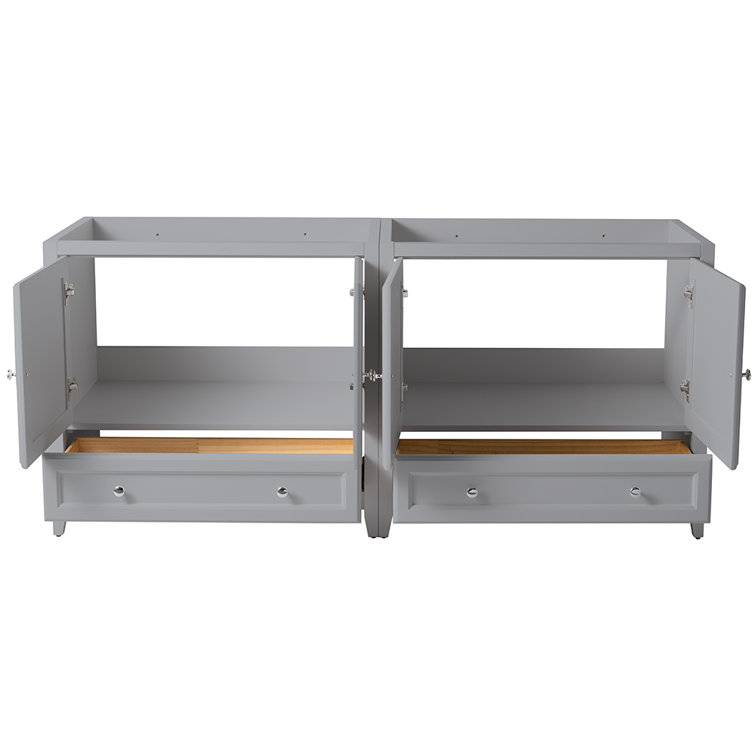 Gray Engineered Wood Freestanding Double Sink Vanity Base