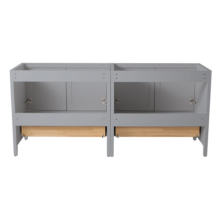 Gray Engineered Wood Freestanding Double Sink Vanity Base