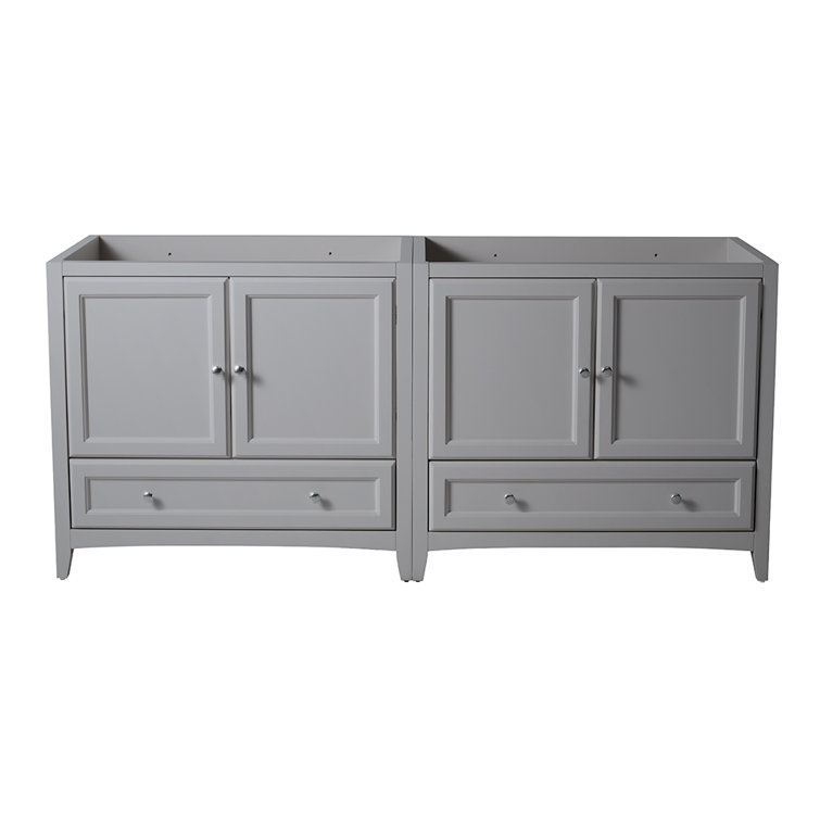 Gray Engineered Wood Freestanding Double Sink Vanity Base