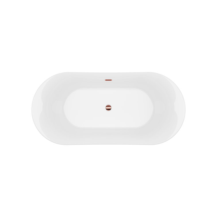Cammie 66.5'' White and Copper Freestanding Acrylic Bathtub