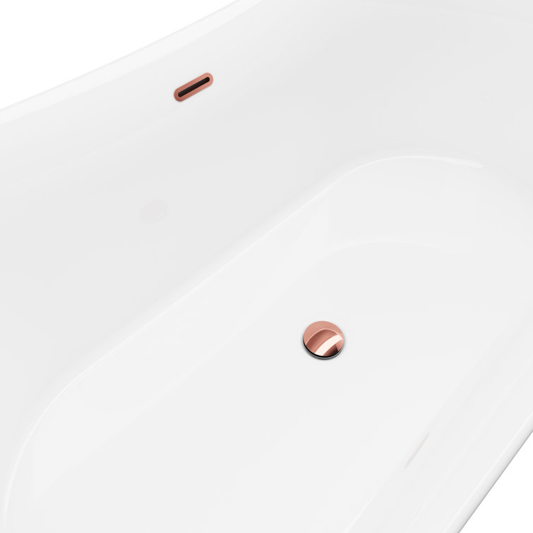 Cammie 66.5'' White and Copper Freestanding Acrylic Bathtub