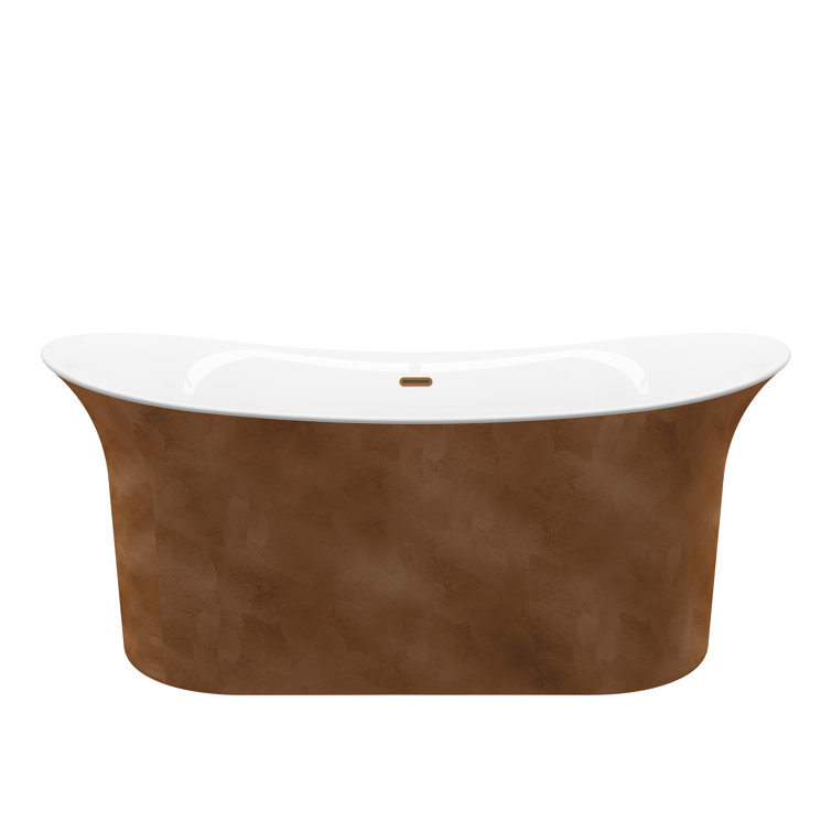 Cammie 66.5'' White and Copper Freestanding Acrylic Bathtub