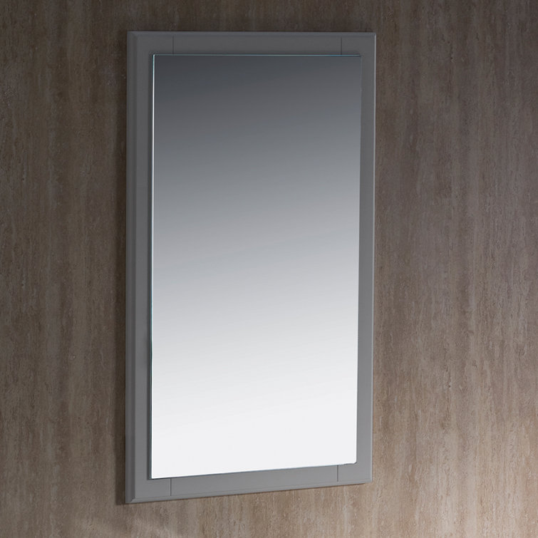 Elegant Oxford 20" Gray Rectangular Wood Bathroom Vanity Mirror