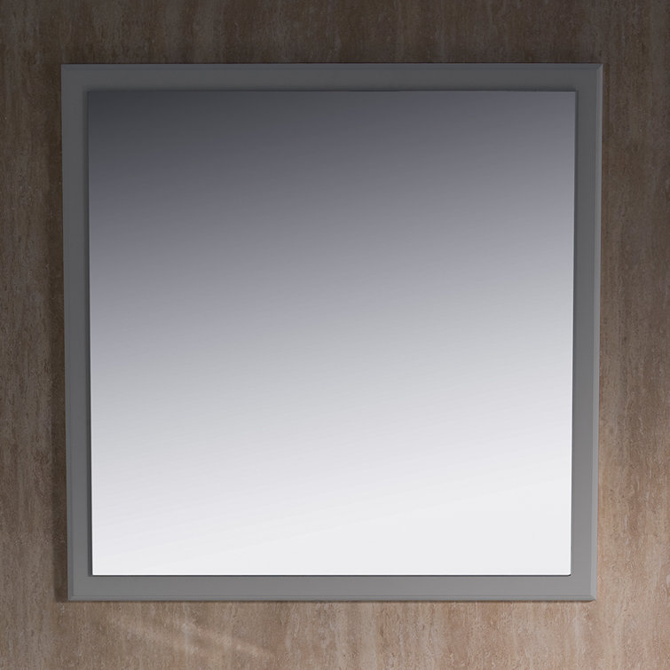 Elegant 32" Gray Solid Wood Framed Bathroom Vanity Mirror