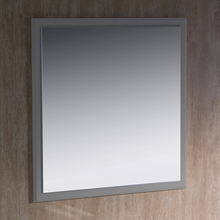 Elegant 32" Gray Solid Wood Framed Bathroom Vanity Mirror