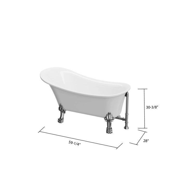 Elegant White Acrylic Clawfoot Freestanding Bathtub with Chrome Faucet