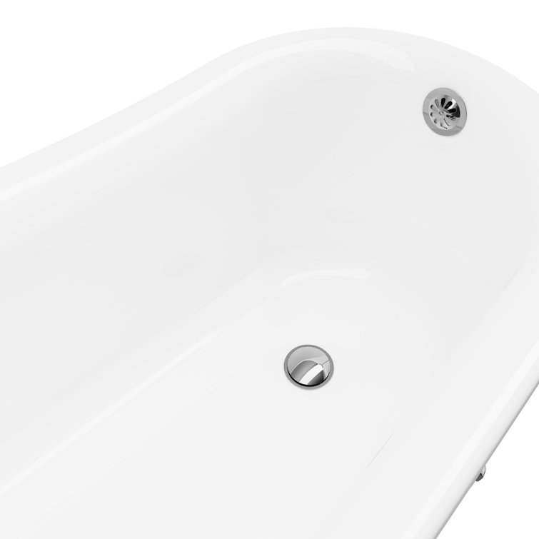 Elegant White Acrylic Clawfoot Freestanding Bathtub with Chrome Faucet