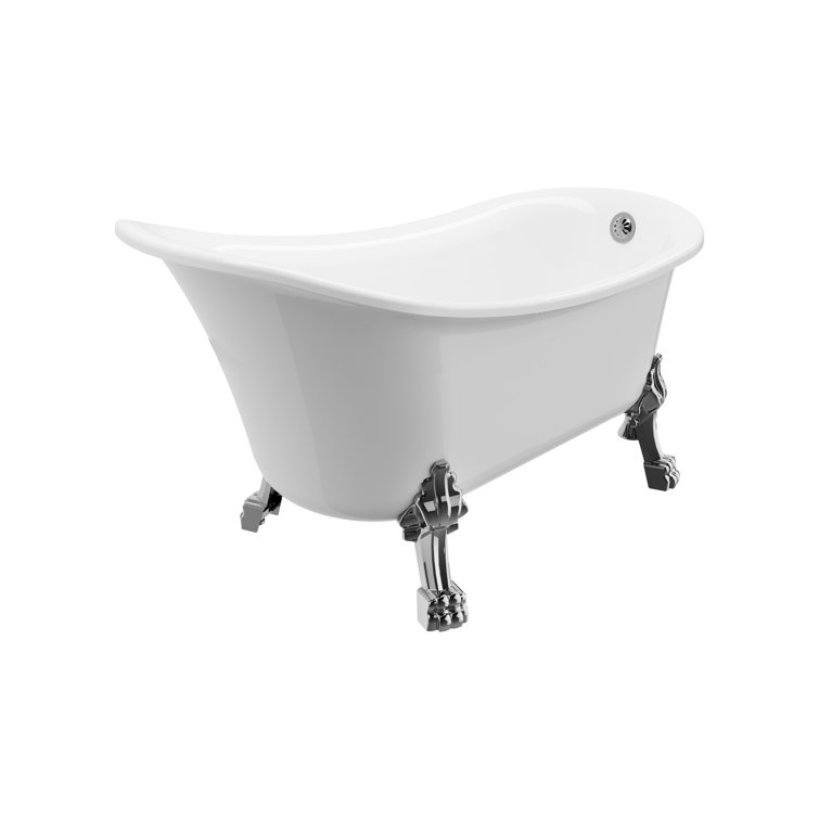 Elegant White Acrylic Clawfoot Freestanding Bathtub with Chrome Faucet
