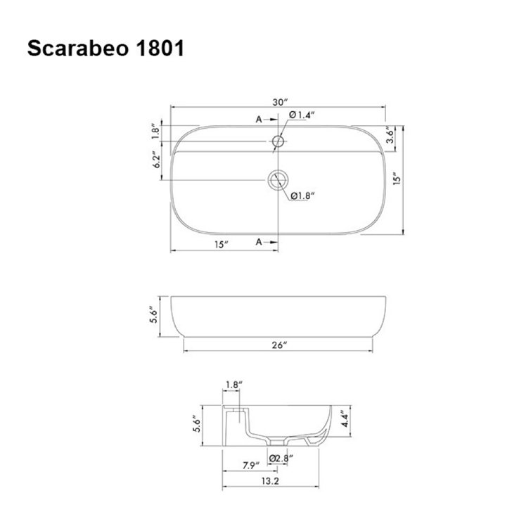 Scarabeo 15'' White Ceramic Oval Vessel Bathroom Sink