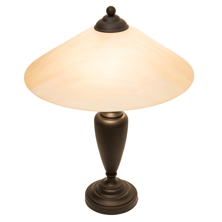 Craftsman Brown Finish 18" Saturn Accent Table Lamp with Iridescent Beige Shade