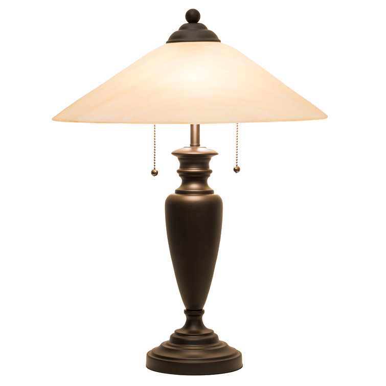 Craftsman Brown Finish 18" Saturn Accent Table Lamp with Iridescent Beige Shade