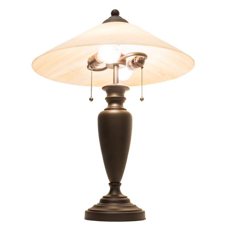 Craftsman Brown Finish 18" Saturn Accent Table Lamp with Iridescent Beige Shade
