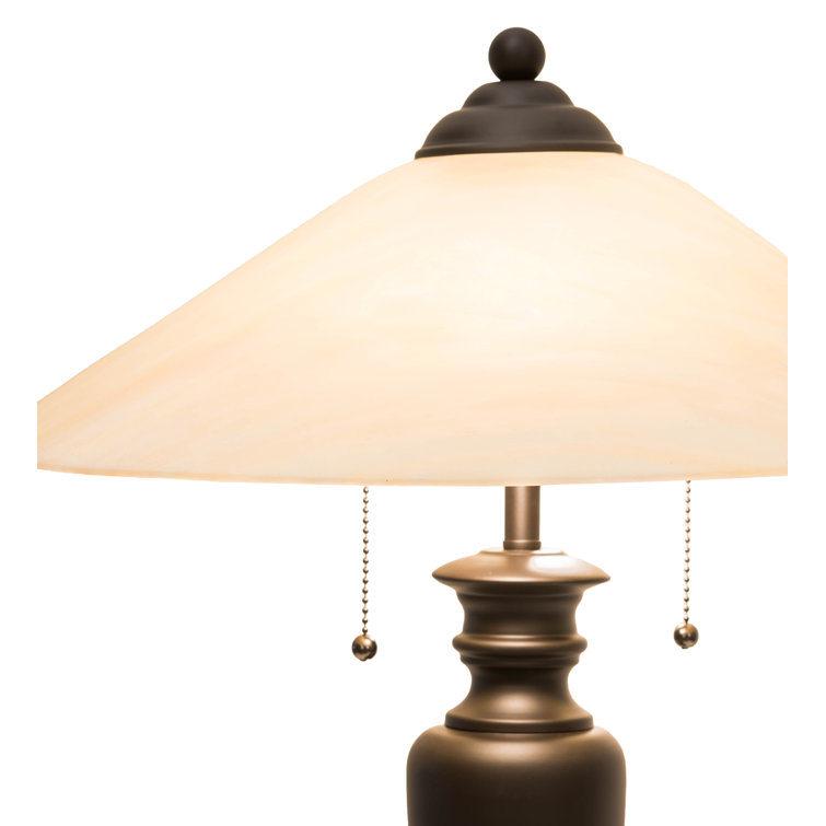 Craftsman Brown Finish 18" Saturn Accent Table Lamp with Iridescent Beige Shade