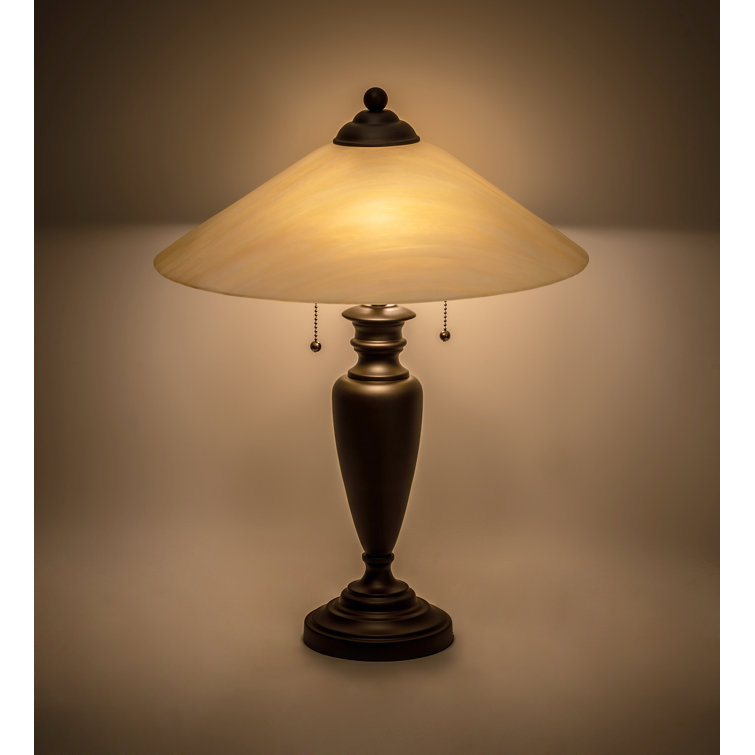 Craftsman Brown Finish 18" Saturn Accent Table Lamp with Iridescent Beige Shade