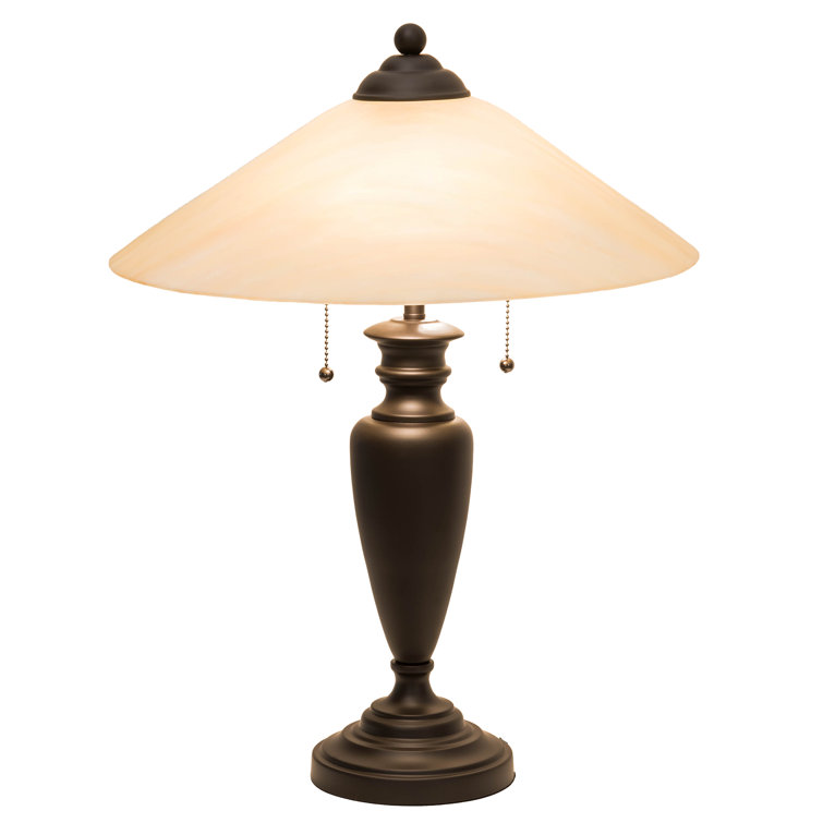 Craftsman Brown Finish 18" Saturn Accent Table Lamp with Iridescent Beige Shade