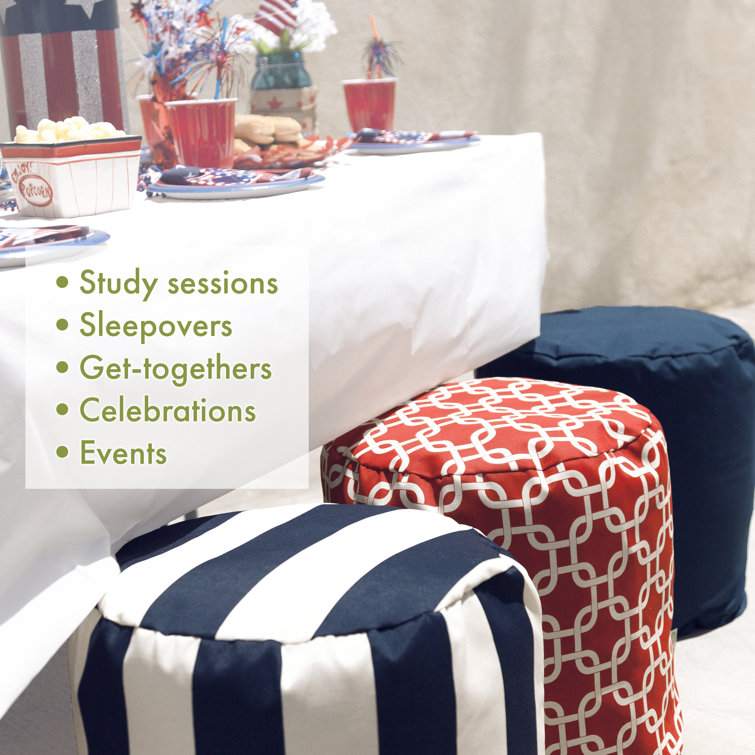 Navy Blue Micro-Velvet Small Pouf
