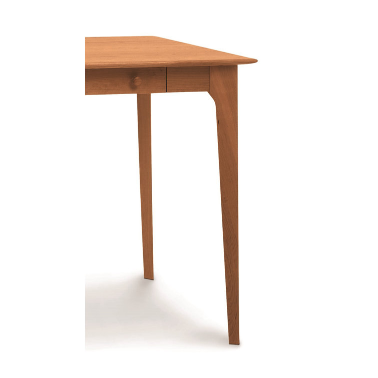 Natural Cherry Solid Wood Desk with Drawer and Keyboard Tray