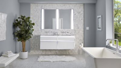 Rectangular Gold Framed Modern Bathroom Vanity Mirror