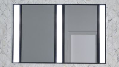Elegant Gold-Framed Rectangular Bathroom Vanity Mirror