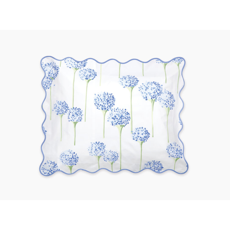 Charlotte Azure Embroidered Cotton-Polyester Standard Sham