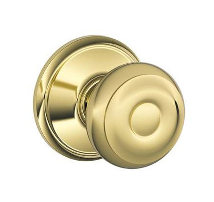 Georgian Bright Brass Passage Door Knob Set