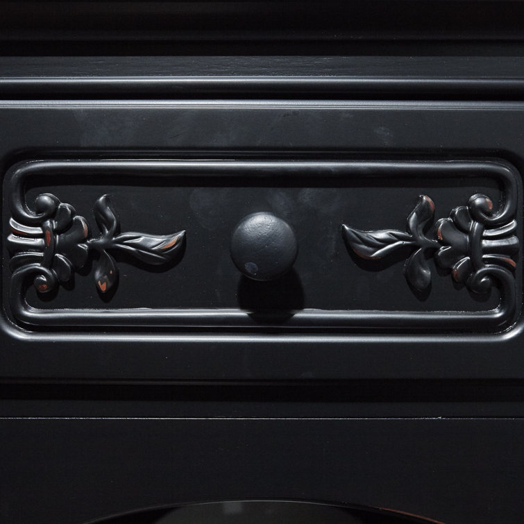 Black and Natural Wood Kitchen Island with Granite Top