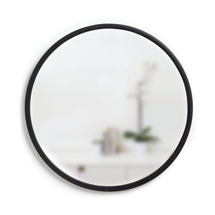 Umbra Hub 20" Industrial Black Rubber Round Wall Mirror