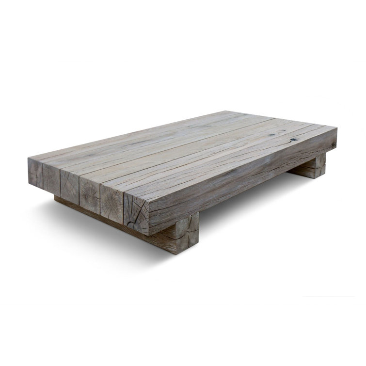 Oak Array Rectangular Solid Wood Coffee Table with Natural Edge