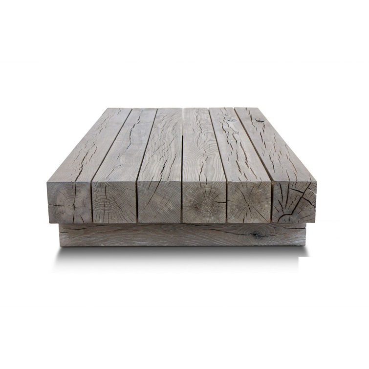 Oak Array Rectangular Solid Wood Coffee Table with Natural Edge