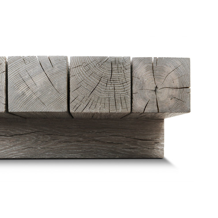 Oak Array Rectangular Solid Wood Coffee Table with Natural Edge
