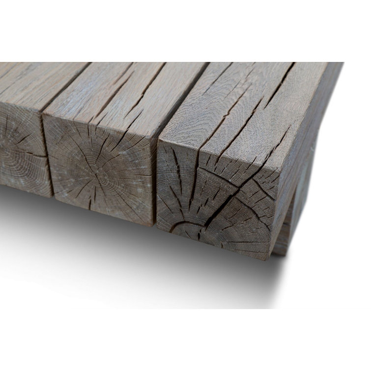 Oak Array Rectangular Solid Wood Coffee Table with Natural Edge