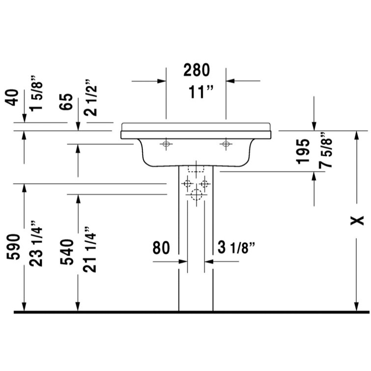 Starck 3 Modern Ceramic 23.625" Wall-Mount Bathroom Sink