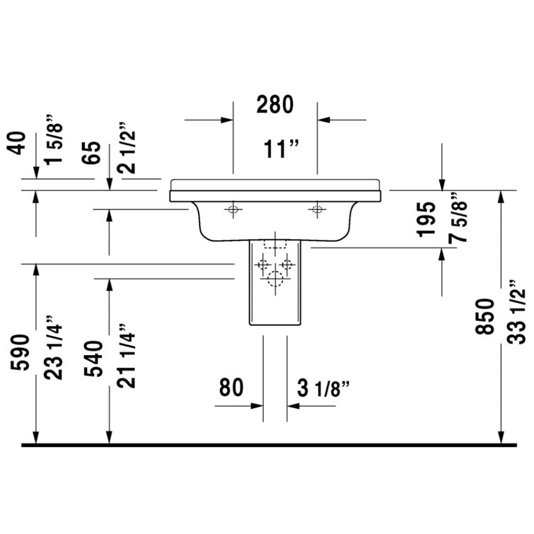 Starck 3 Modern Ceramic 23.625" Wall-Mount Bathroom Sink