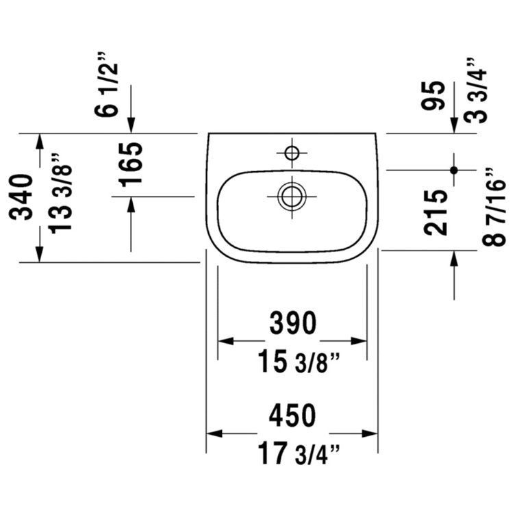 White Ceramic Wall-Mount Bathroom Sink with Overflow