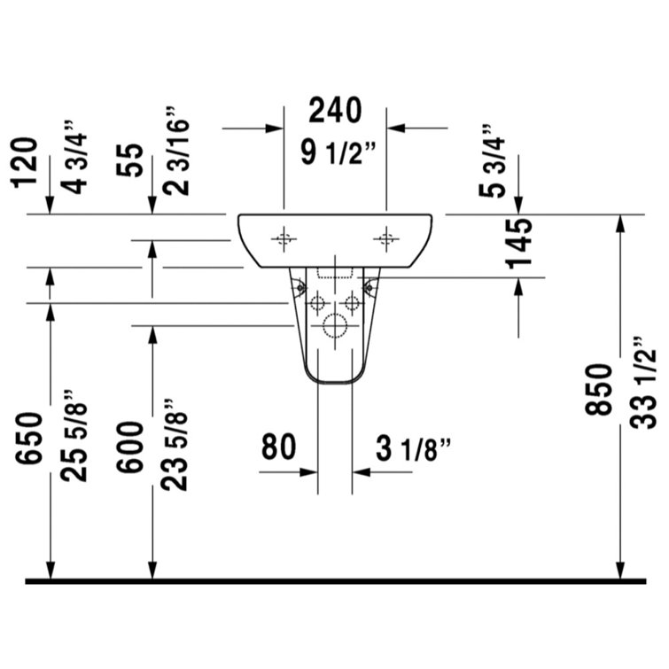 White Ceramic Wall-Mount Bathroom Sink with Overflow